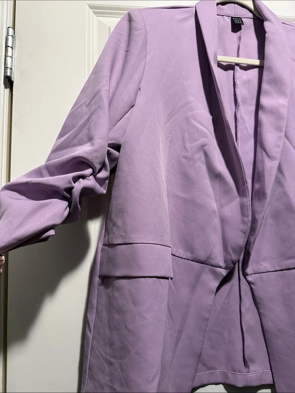 SHEIN Lavender Ruched-Sleeve Open Blazer - Picture 3 of 6